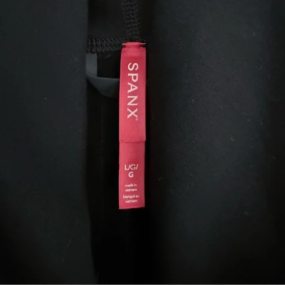 SPANX Faux Leather Sleeve Drape Front Jacket Black L Ponte Moto Blazer 50176R - Picture 9 of 16